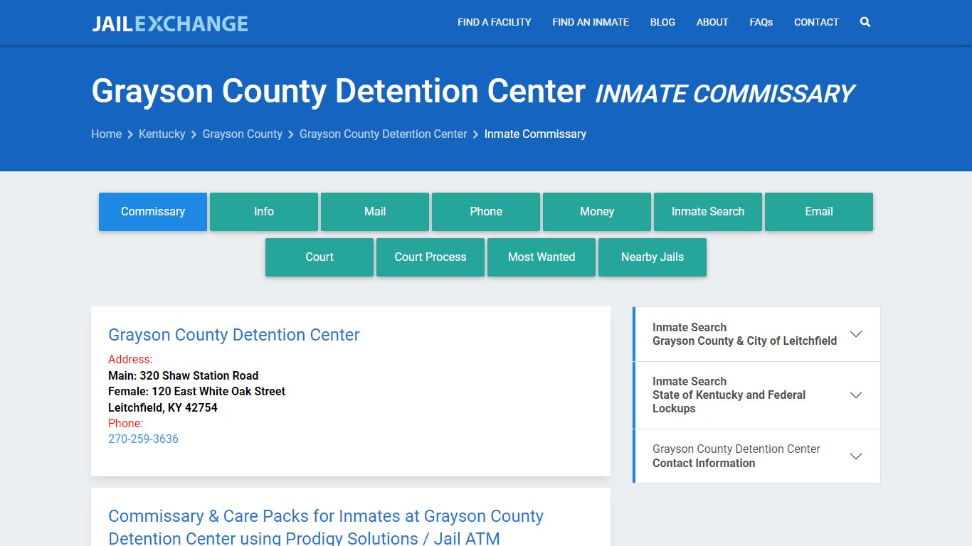 Grayson County Detention Center Inmate Commissary - Jail Exchange