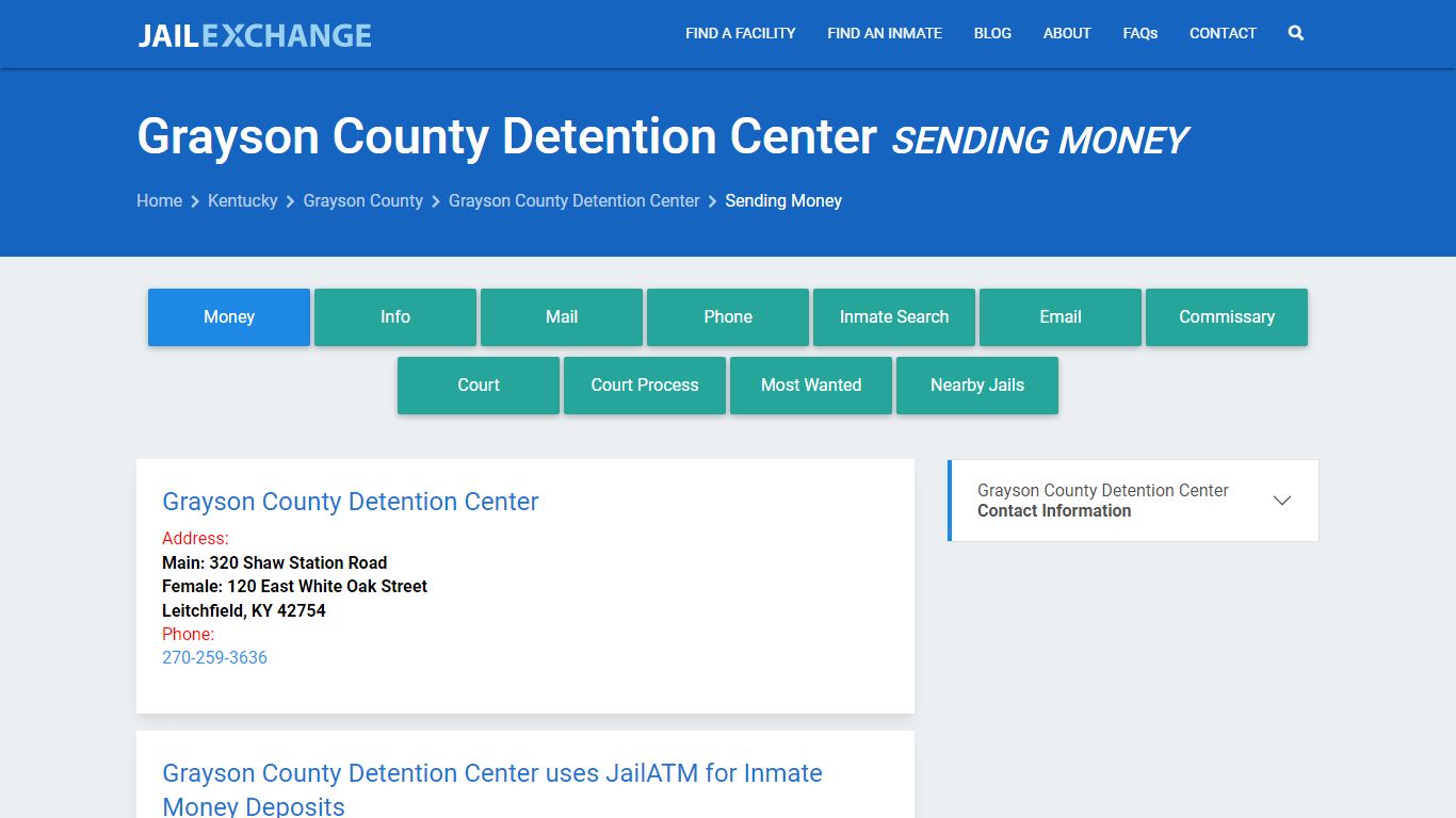 Send Money to Inmate - Grayson County Detention Center, KY - Jail Exchange